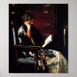 Femme lisant Poster d'Art Vintage