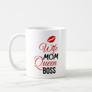 Femme, Maman, Reine, Patron avec Mug à lèvres roug