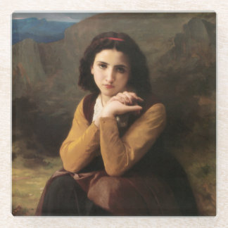 Femme Mignonne of Young Woman by Bouguereau  Glass Coaster