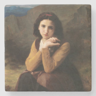 Femme Mignonne of Young Woman by Bouguereau  Stone Coaster