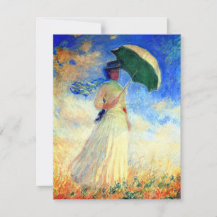 Femme Monet avec un Parasol face à la carte de dro