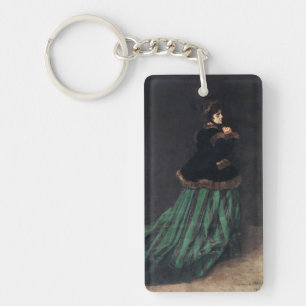 Femme Monet en robe verte
