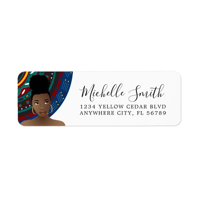 Femme noire, Cheveux naturels, Motif tribal (Devant)