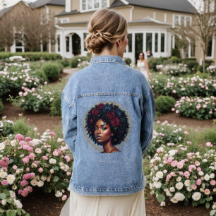 Femme noire Fleurs foncées Afro