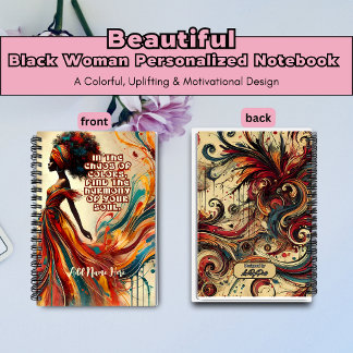 Femme noire personnalisée Carnet spiral coloré