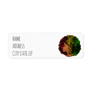 Femme noire rasta afro rouge jaune vert