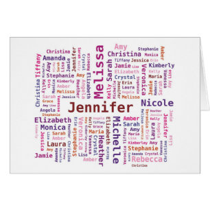 Femme Noms Word Cloud - Rose et Orange
