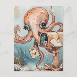 Femme Octopus Obtenir la carte postale