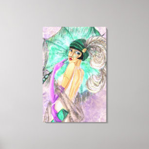 Femme parapluie moderne Toile Prin Peinture vintag