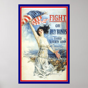 Femme patriotique vintage avec affiche d'art du dr