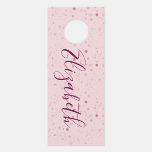Femme Pink Maroon Purple Dots Custom Name Door Hanger