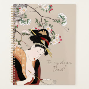 Femme portrait femme en bois japonaise écrivant