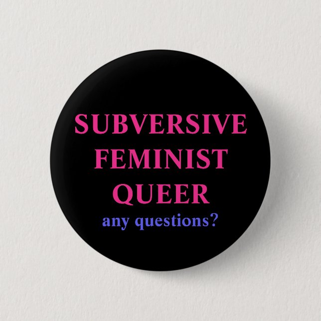 femme queer 2 inch round button (Front)