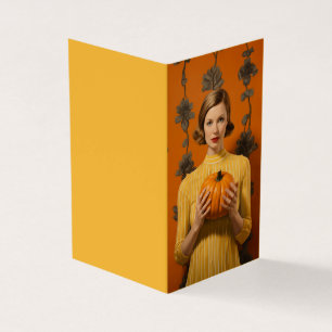 Femme rétro tenant un Citrouille