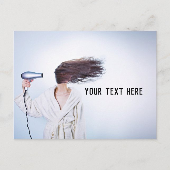 Femme Sécher Les Cheveux Drôle Carte Postale (Devant)