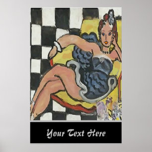 Femme sur téléphone portable Abstrait, affiche sty