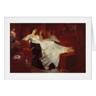 Femme sur un sofa rouge