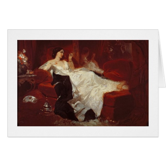 Femme sur un sofa rouge (Devant horizontal)