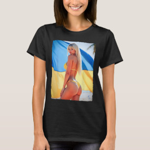 Femme sur un t-shirt - Bikini blond et Ukraine