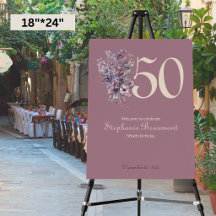 Femme Unique Anniversaire 50 Ans Crème Fleur Mauve
