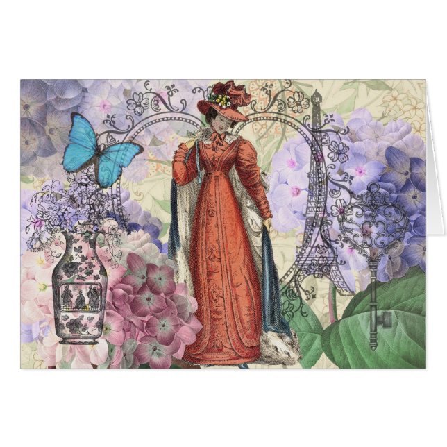 Femme victorienne à la mode rouge colorée (Devant horizontal)
