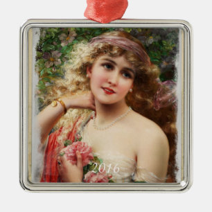 Femme victorienne avec ornement rose roses