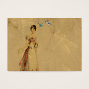 Femme vintage aux oiseaux et libellules