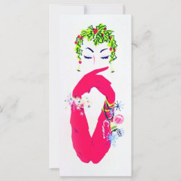 Femme vintage avec de longs gants roses Carte de N