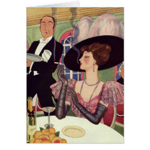 Femme vintage Boire Champagne Fumer Cigarette