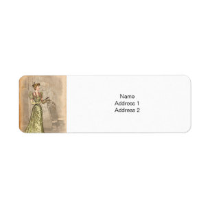 Femme vintage dans une robe sophistiquée aux olive