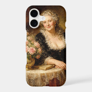 Femme vintage posant avec un bouquet de roses