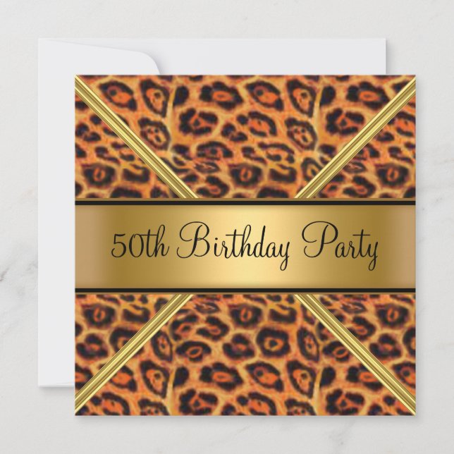 Femmes 50e anniversaire de fête Leopard Invitation (Devant)