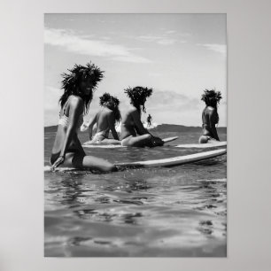 Femmes Afro-Américaines Impression de Surf, Noir e