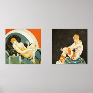 Femmes Art déco vintage par S. Chompre