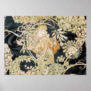 Femmes avec marguerites Poster Art Nouveau