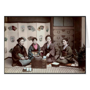 Femmes buvant du thé - geishas japonais vintages