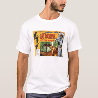 Femmes de chat du T-shirt de lune