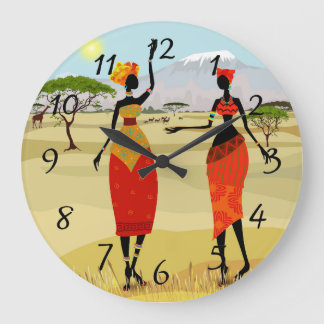 Femmes du Kenya animation horloge ronde