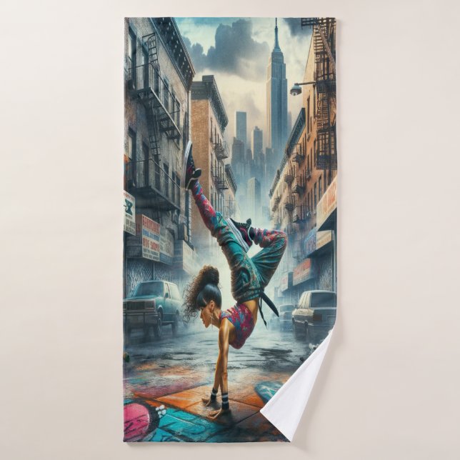 Femmes en action de Breakdancer Silhouette de New  (Serviette de bain)