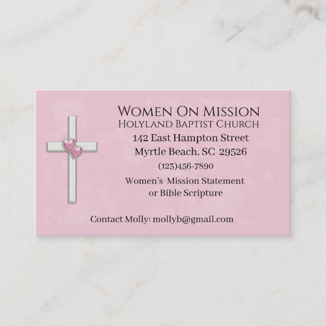 Femmes en mission Carte de visite de l'église (Devant)