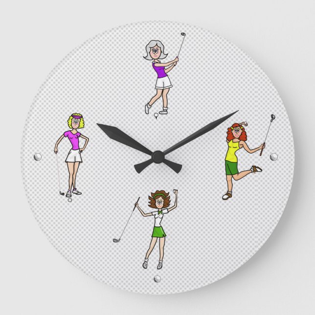 Femmes Golfeurs amusant Mur Horloge (Recto)