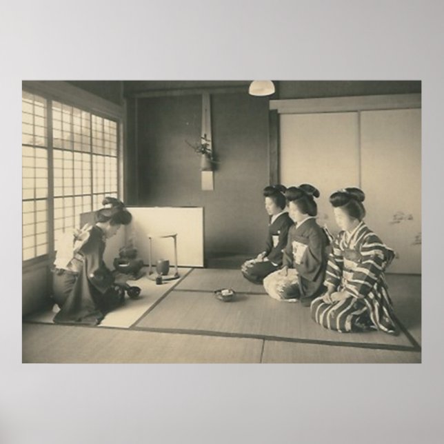 femmes japonaises assises sur une affiche (Devant)