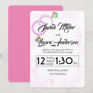 Femmes LGBT Faire-part de mariage (rose)