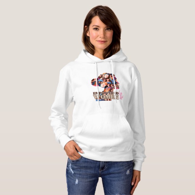 Femmes Sweat - shirt à capuche blanc (Devant entier)