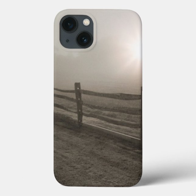Fence and Sunburst Through Fog near Sharon Case-Mate iPhone Case (Back)
