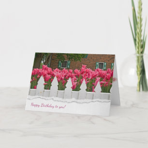 fence and tulips for birthday card