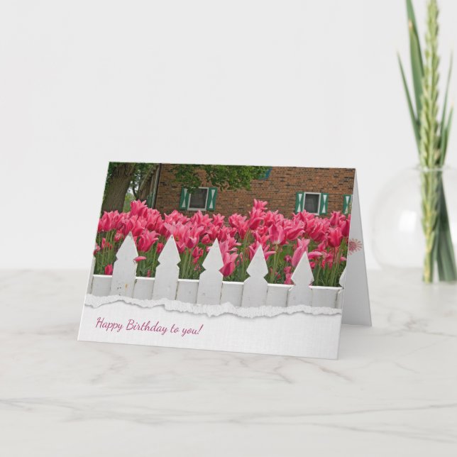 fence and tulips for birthday card (Front)