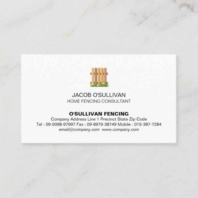 Fence Fencing Security Business Card (Front)