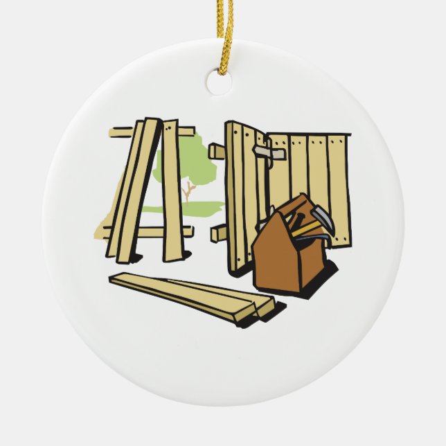 FENCE REPAIR CERAMIC ORNAMENT (Front)