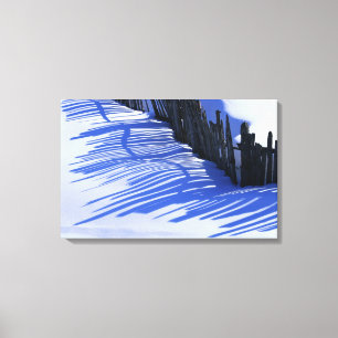 Fence Shadow on Snow Canvas Print